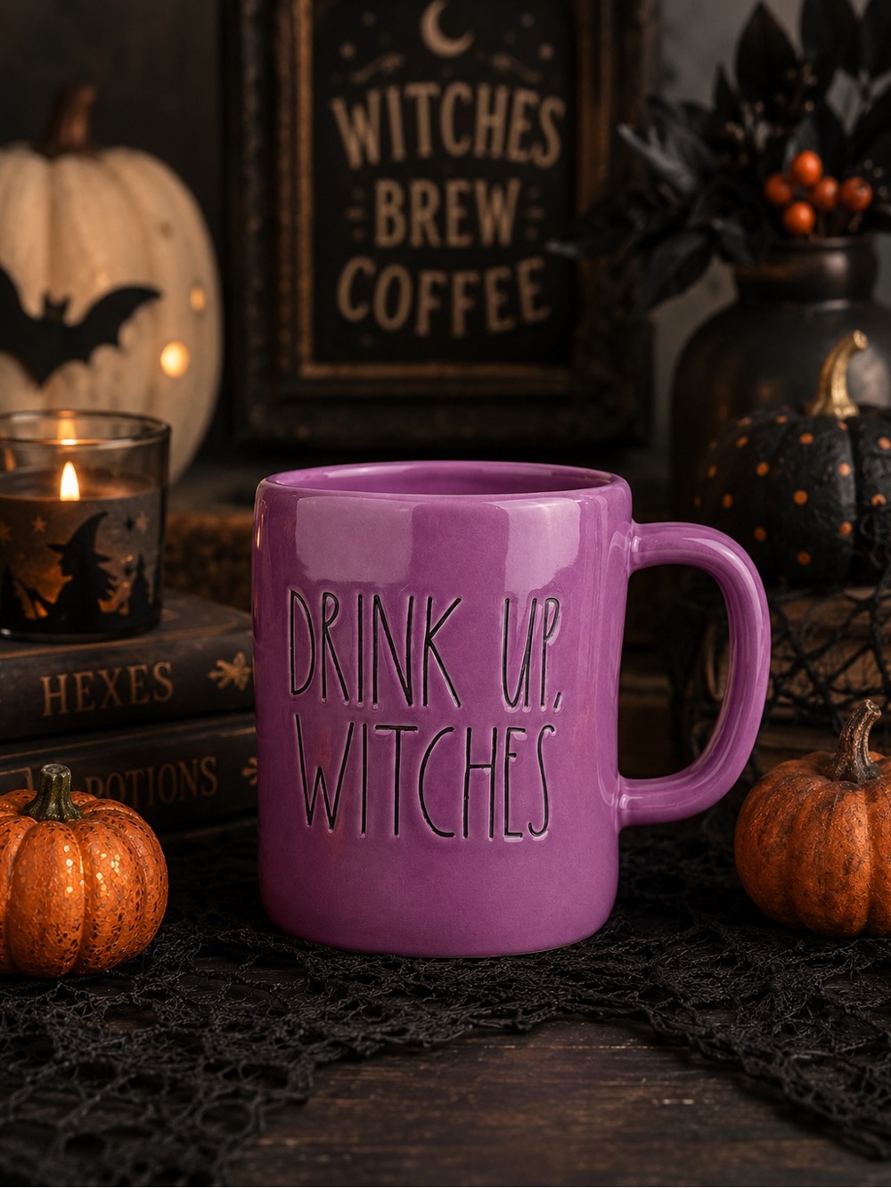 Rae Dunn Purple 'Drink Up, Witches' Ceramic Coffee Mug